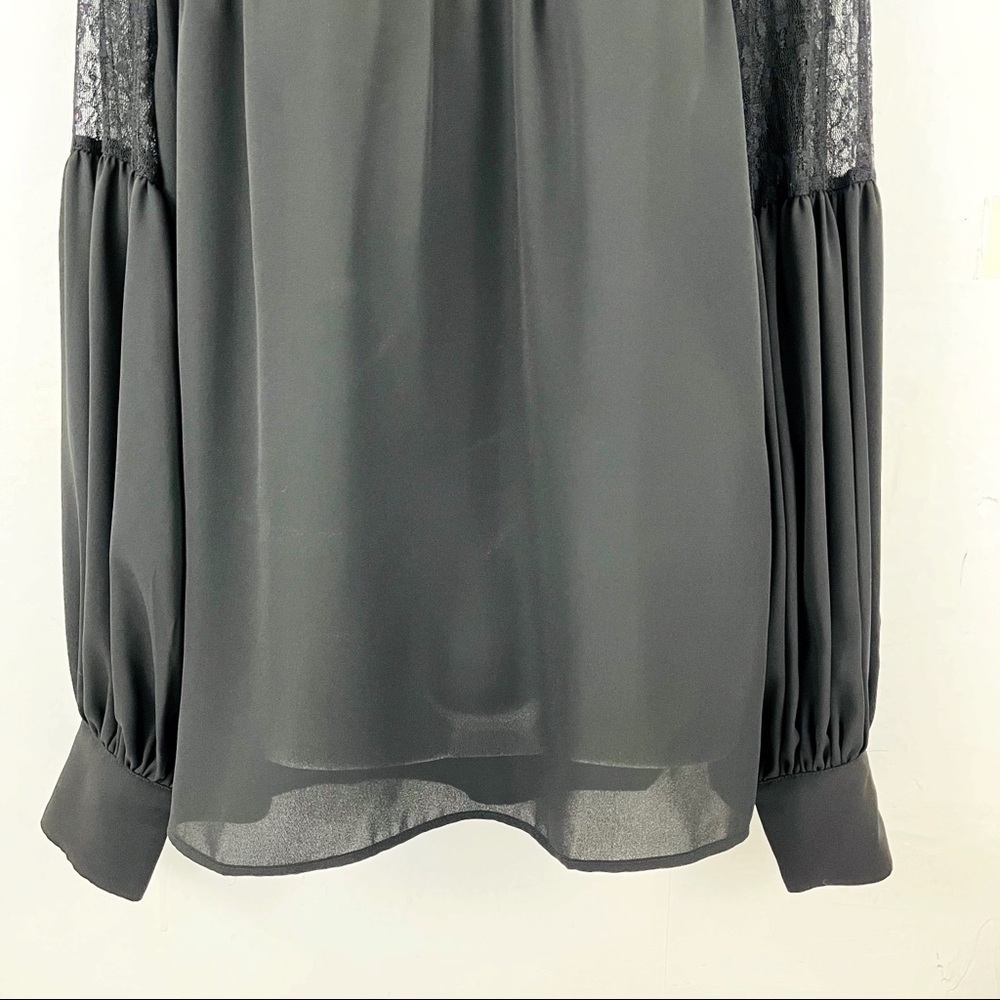 Vince Camuto Black Balloon Sleeve Lace Long Sleeve Top Blouse Size S NWOT - Picture 7 of 11